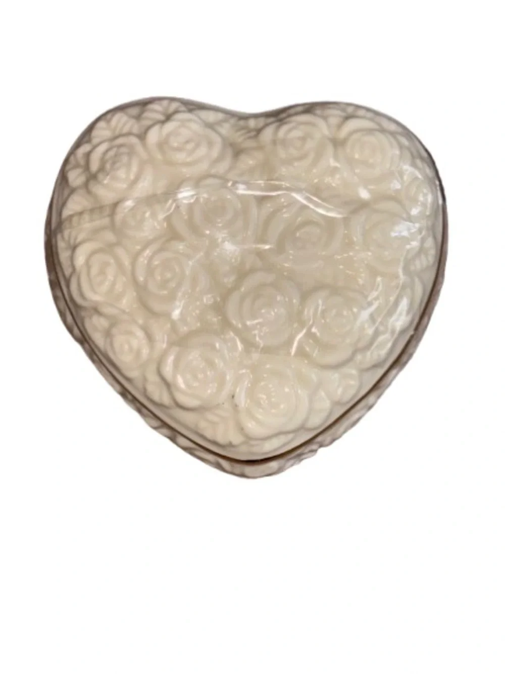 Lenox Cream Heart-Shaped Rose Relief Trinket Box